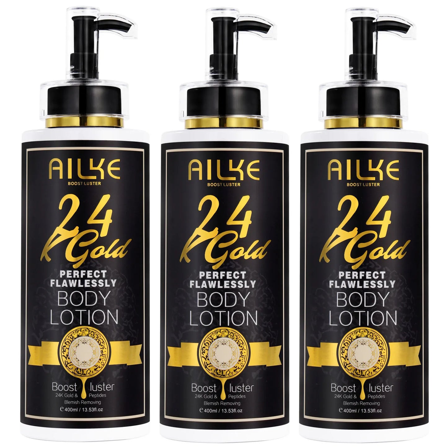 AILKE 24k Gold Flawlessly Whitening Skin Care Set For All Skin Type, Moisturizer, Reduce Black Spots, Smoothing, Brightening