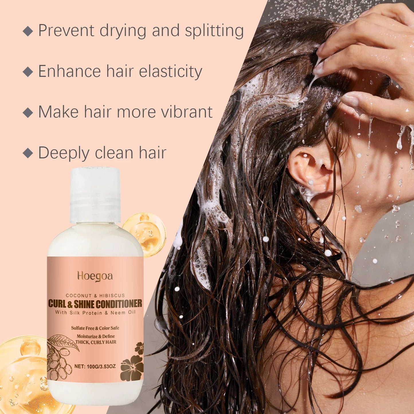 HOEGOA Coconut Hair Care Set Hydrating Shampoo Conditioner and Repair Treatment