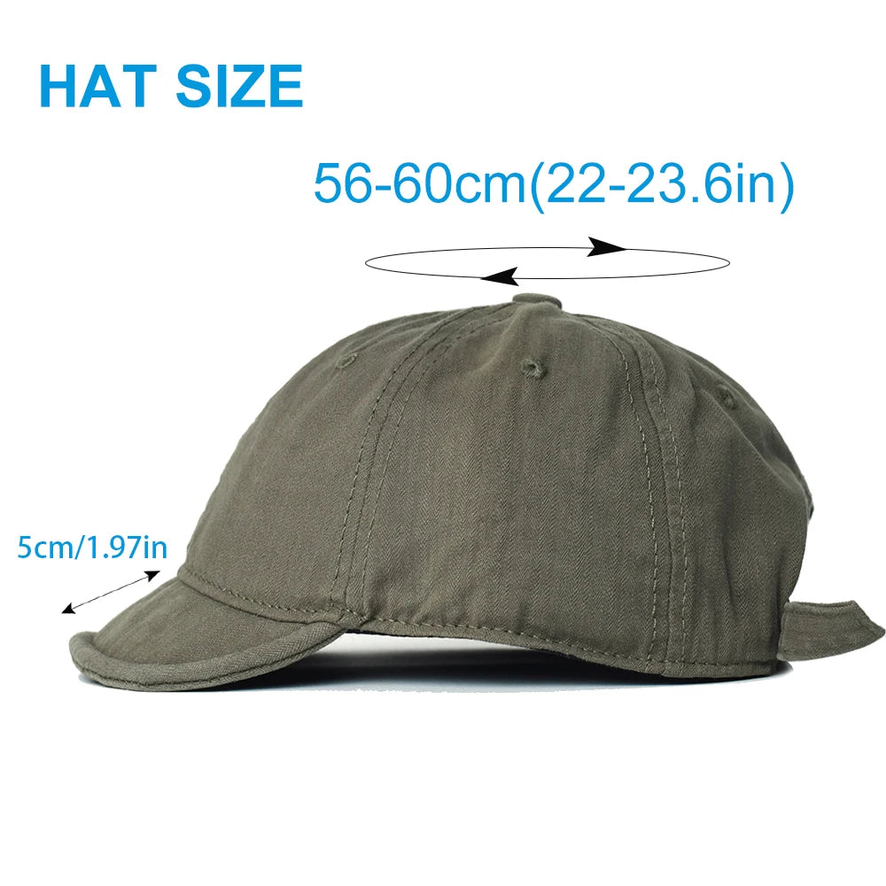 Vintage Short Brim Cotton Baseball Cap Unisex Dad Hat