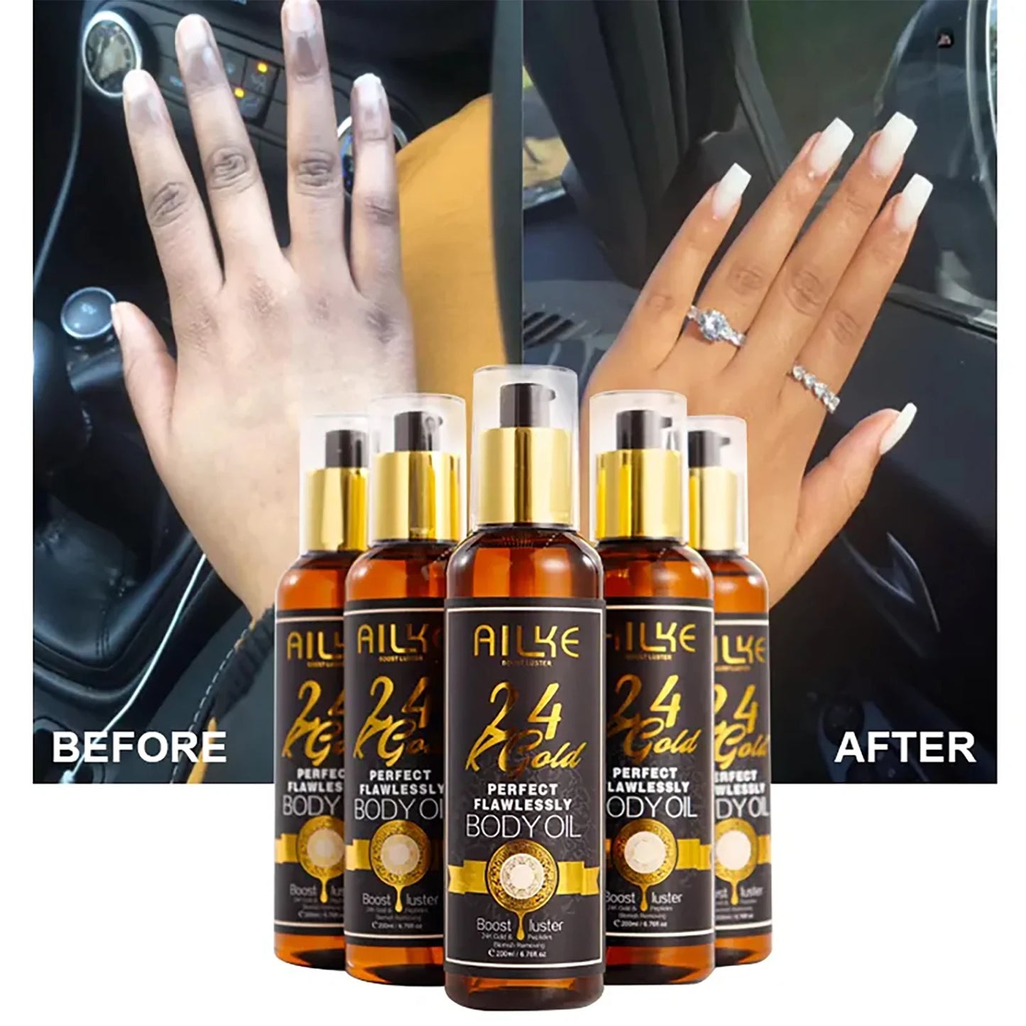 AILKE 24k Gold Flawlessly Whitening Skin Care Set For All Skin Type, Moisturizer, Reduce Black Spots, Smoothing, Brightening