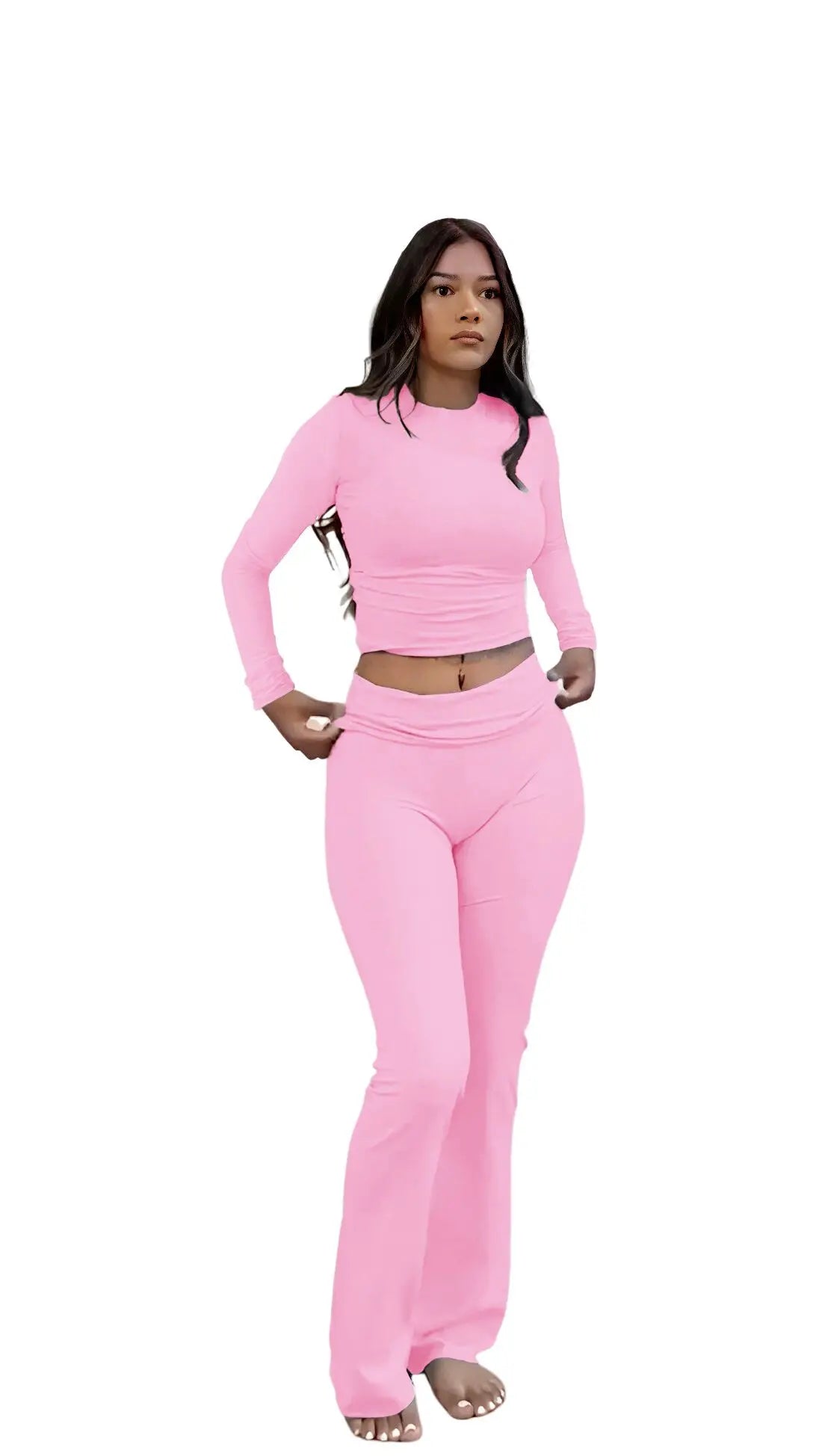 Women's Yoga Two-Piece Set Long-Sleeve Wide-Leg Activewear