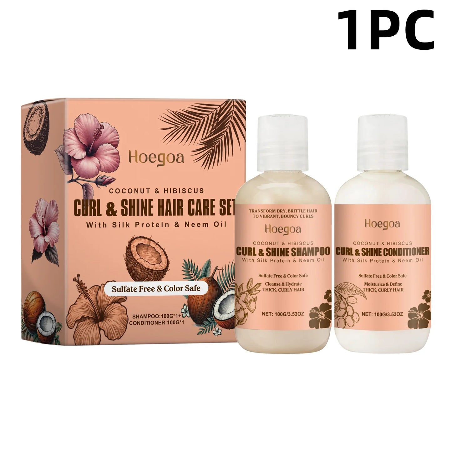 HOEGOA Coconut Hair Care Set Hydrating Shampoo Conditioner and Repair Treatment