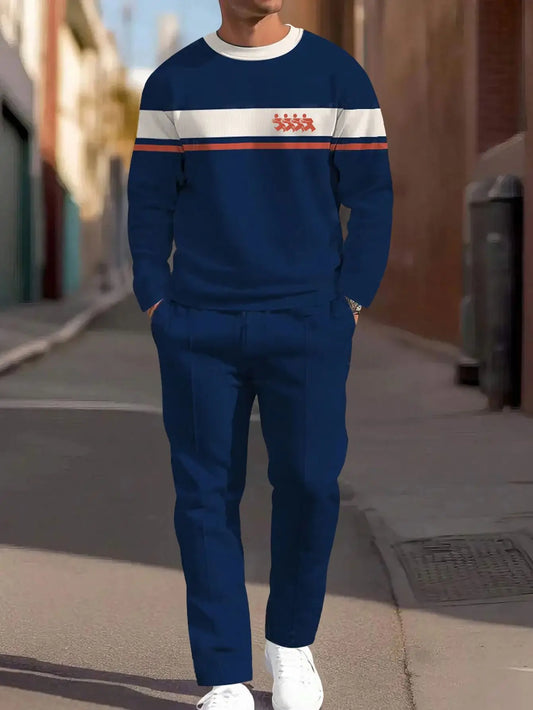 Mens Athletic 2 Piece Set Long Sleeve Top And Pants