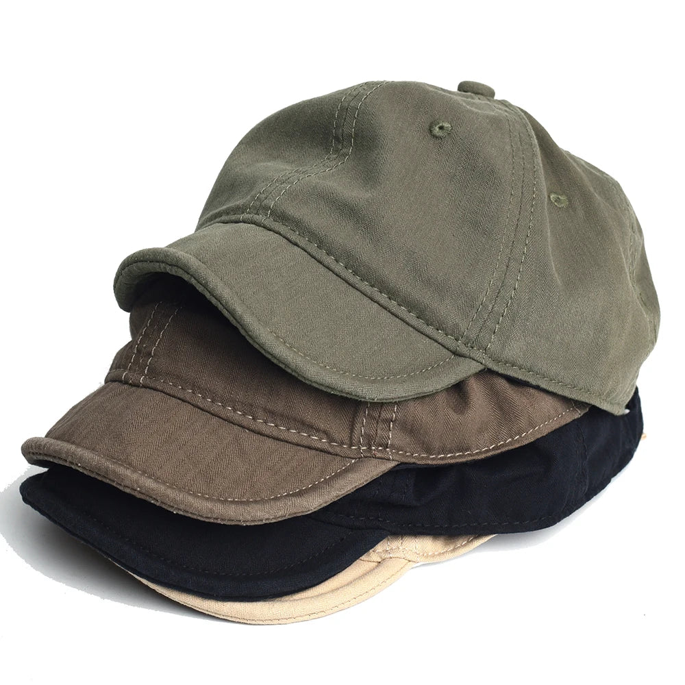 Vintage Short Brim Cotton Baseball Cap Unisex Dad Hat