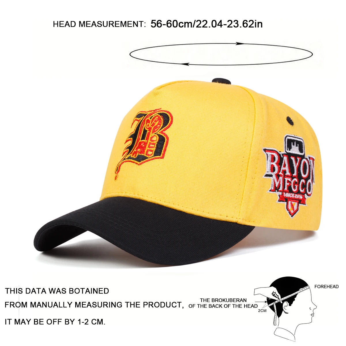 Gothic B Embroidery Baseball Cap Unisex Outdoor Adjustable Sun Protection
